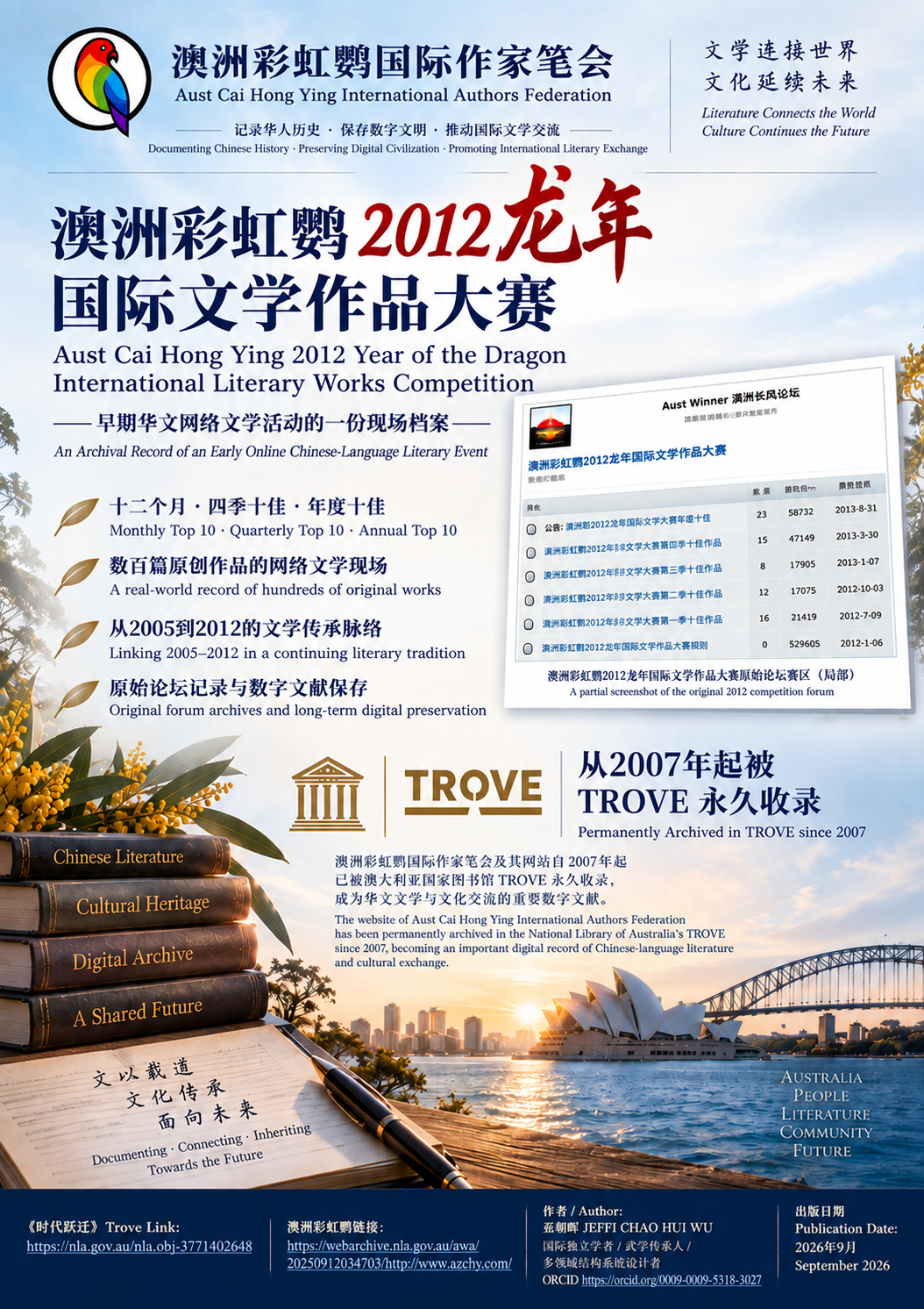 2012�꣬������̳��Ȼ�ǻ���д���߷�����Ʒ�������������໥���۵���Ҫ�ռ䡣���͡���̳��������վ����ѧ��վ��ͬ�������Ǹ�ʱ�����е�������ѧ���������������ı����£����޲ʺ��й������ұʻ����а��޳�����̳�����������޲ʺ���2012���������ѧ��Ʒ����������������������һ��ĳ���Ͷ�塢�Ķ�����������ѡ��������һ��������Ȼ�ܹ�����ԭʼ�������½����������ѧ��¼��